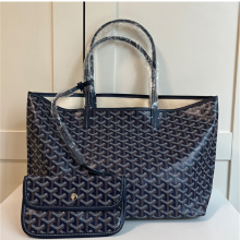 (Sapphire blue, M)Large capacity stylish tote bag with dog hook, single shoulder mother-and-child shopping bag, classic printed handbag.