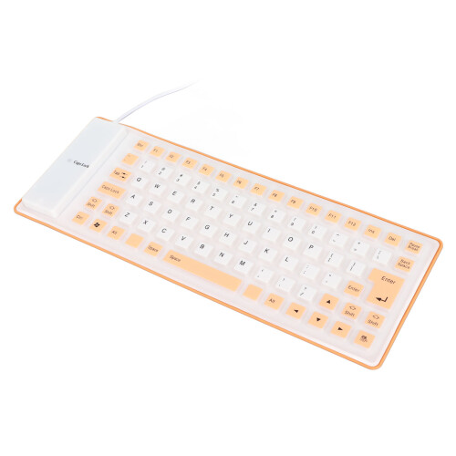 Teclado de silicona naranja con cable USB de 85 teclas para PC
