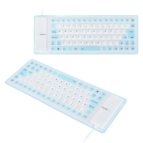 Teclado de silicona azul de 85 teclas, con cable USB 2