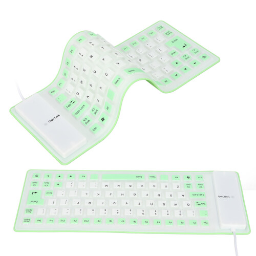 Teclado de silicona de 85 teclas verde con cable USB 2