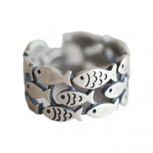 Fish Shape Women Open Ring Cute Adjustable Silver Color Hypoallergenic Solid Metal Finger Ring Fashion Accessory Birthday Gift