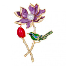 Lotus Flower Faux Pearl Brooch Women's Retro Temperament Versatile Animal Corsage Lady Clothing Accessories