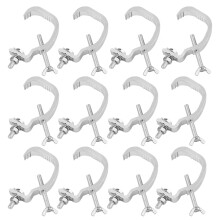 12 PCS Stage Lighting Clamps for DJ and Par Lights, Silver Aluminum Alloy, 30-50mm Tube, 110lbs Load Capacity