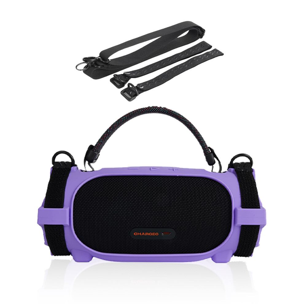 Case For Jbl Charge 6 Portable Bluetooth Speaker, Soft Silicone Cover With Shoulder Strap And Bike Strap - Accessories Purple 6493810730955