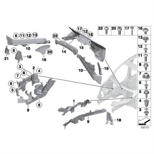 3Pcs Engine Upper Compartment Partition Bulkhead P