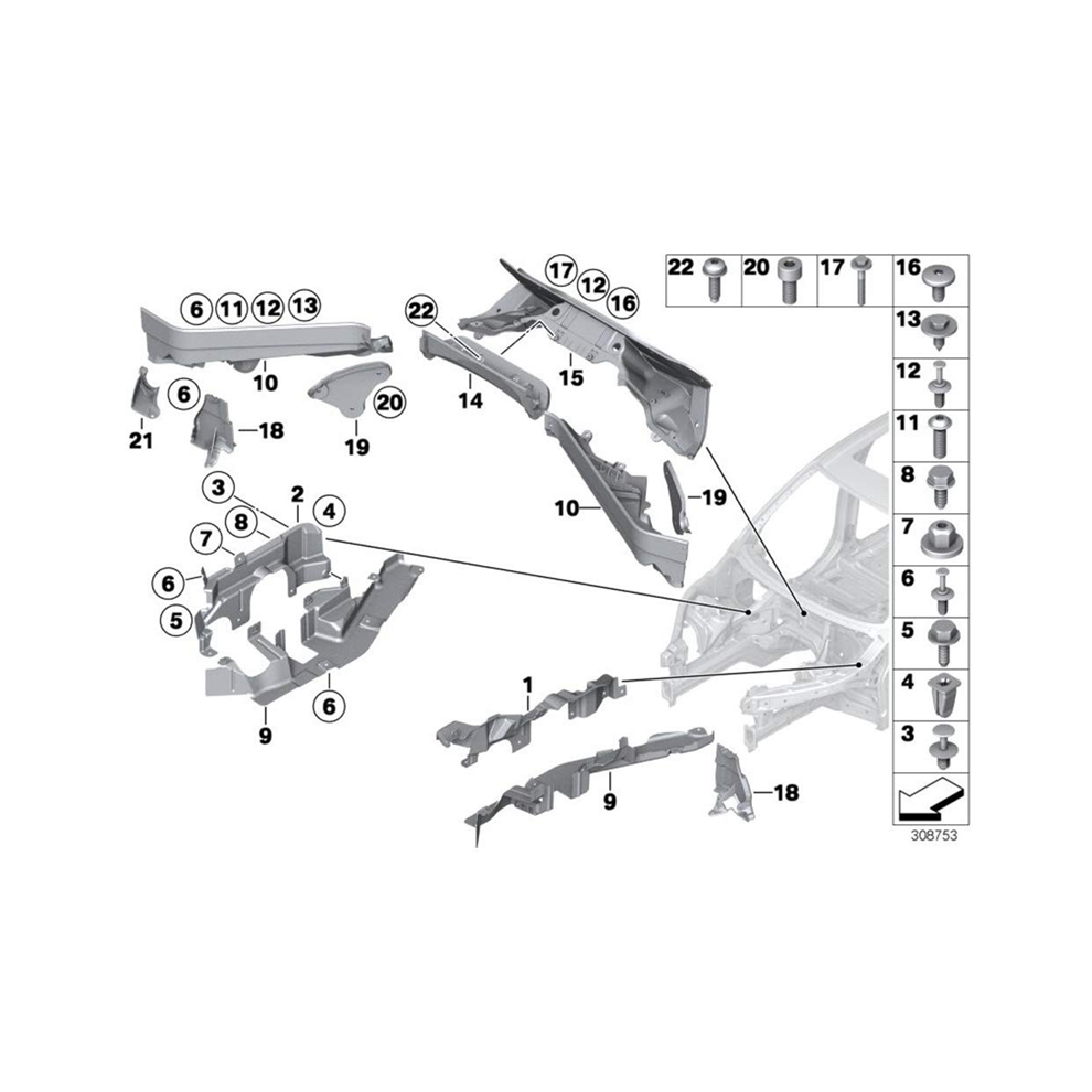 3Pcs Engine Upper Compartment Partition Bulkhead P 4851880557193
