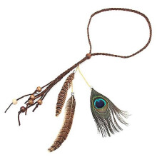 Women Boho Style Festival Feather Headband Hippie Weave Hairband Hair Accessory