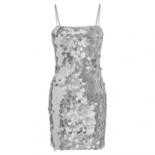 Women Club Dress Chain Shoulder Strap Shiny Sequin Backless Sleeveless High Waist Off Shoulder Slim Fit Party Nightclub Dating Mini Dress