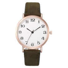 Women Round Dial Arabic Numerals Faux Leather Strap Analog Quartz Wrist Watch