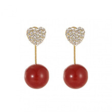 1 Pair Ladies Earrings Rhinestone Inlaid Light Luxury All Match Sturdy Compact Dress Up Alloy Faux Peal Heart Stud Earrings Gift