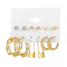 6 Pairs Large Hoop Earrings Luxury Elegant Faux Pearl Golden Women Earrings Set Fashion Accessories Gift