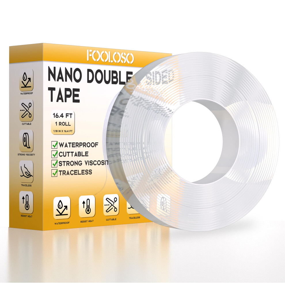 Double Sided Tape Heavy Duty 16.4 Ft, Strong Nano Adhesive Wall Mounting Tape For Crafts, Photo Frames, And Posters 6493810731211