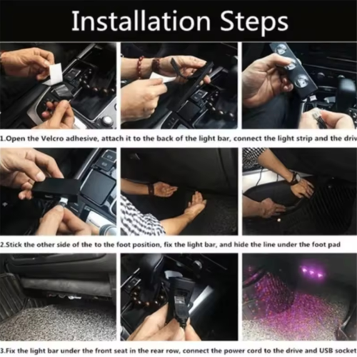 4pcs Car Interior LED Multicolor RGB Strip Light D 2
