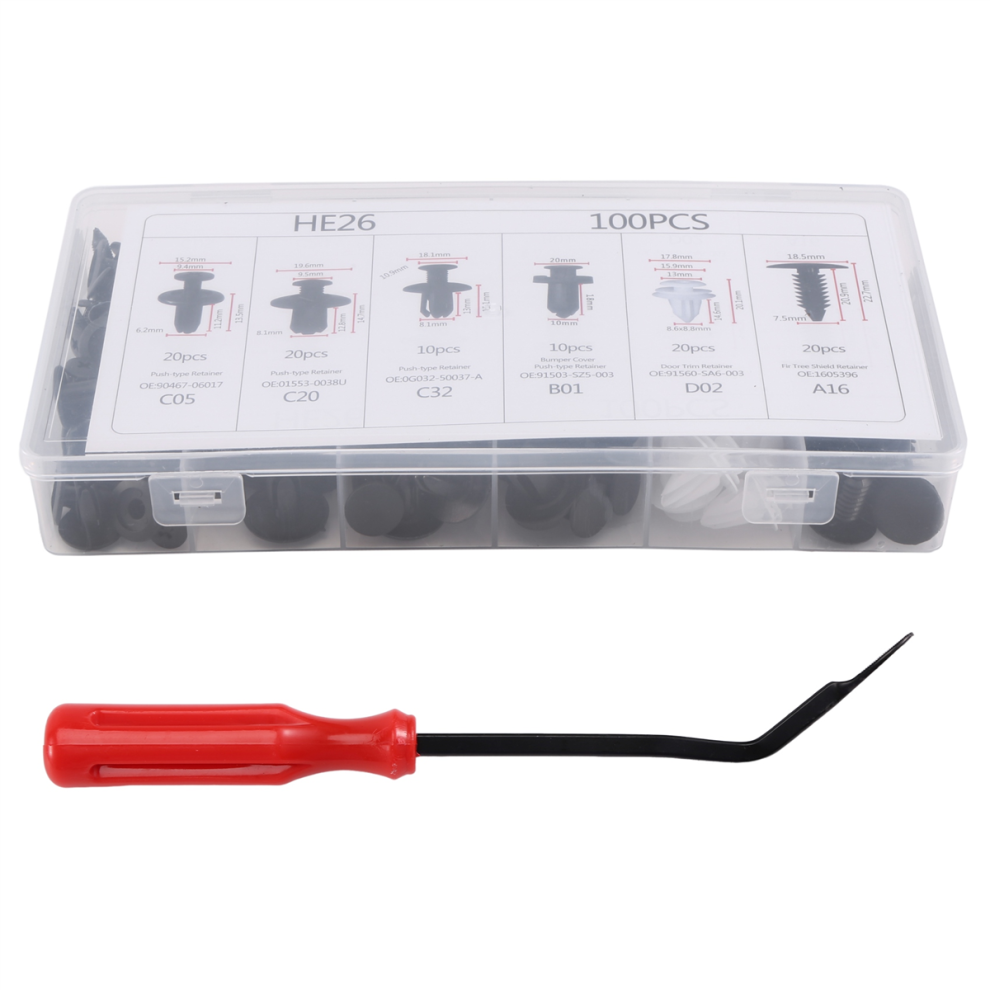 100Pc Plastic Rivets Fastener Bumper Push Clips W 4853593054266