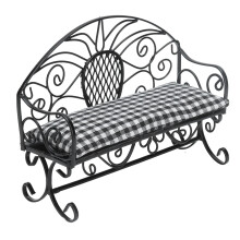 Banc miniature à l'échelle 1:12, métal et tissu, 10,5  3,8  8 cm
