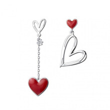 1 Pair Women Earrings Hollow Heart Pendant Jewelry Asymmetric Cubic Zirconia Dangle Earrings Birthday Gifts