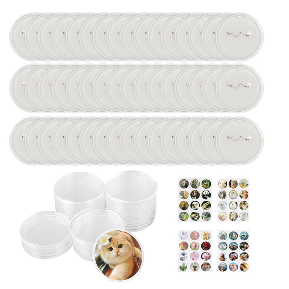 48 Stk. 2 Tommer Klare KnapnåLe, AkrylnåL, Til At Lave Dine Egne Knapper-image