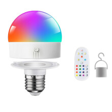 Dimbar RGB 3-fargers E27-pære USB-lading Fjernkontroll Timer Fjern