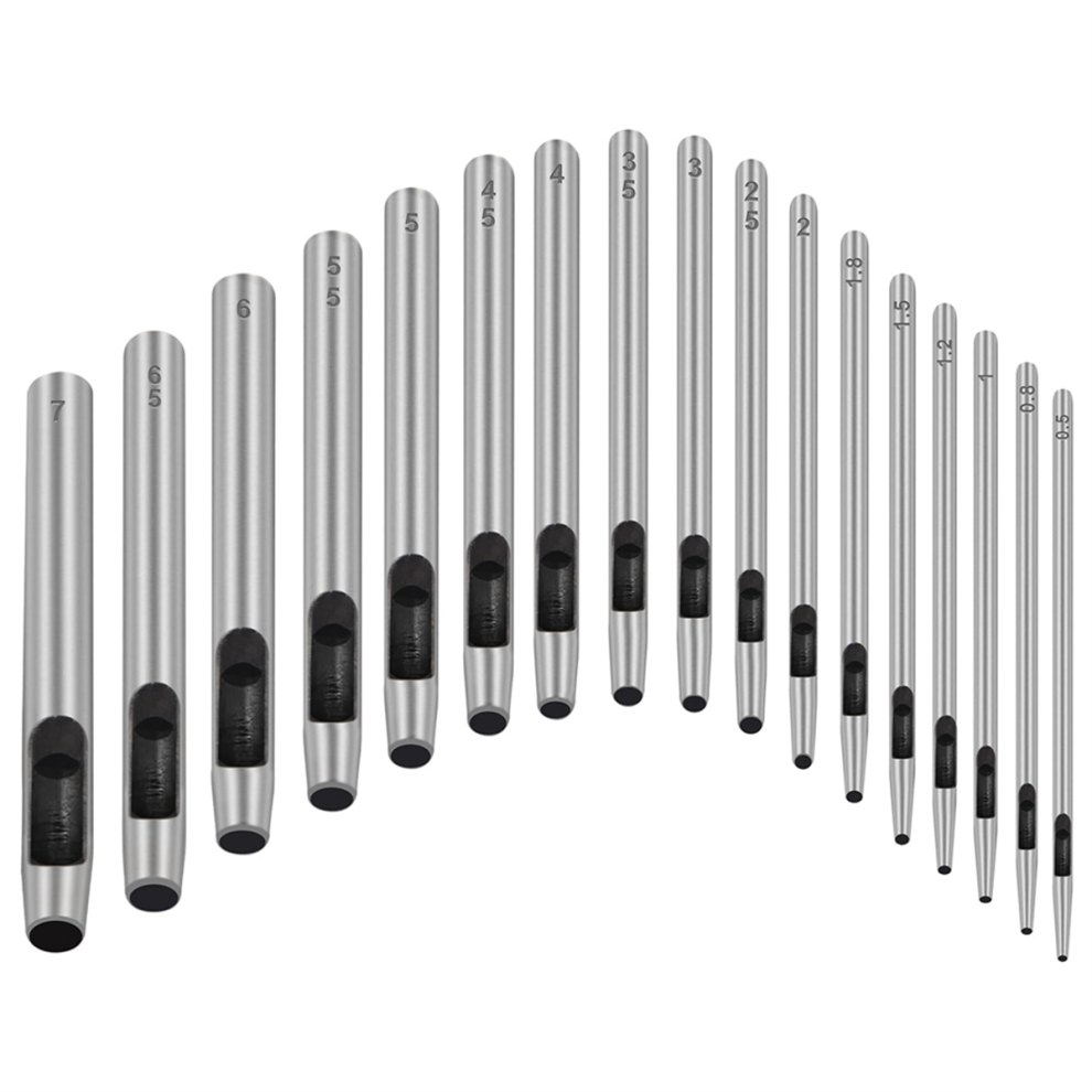 17Pcs Round Leather Hole Punch Tool 0.5-7Mm, Metal Hollow Punching For 4853961236539