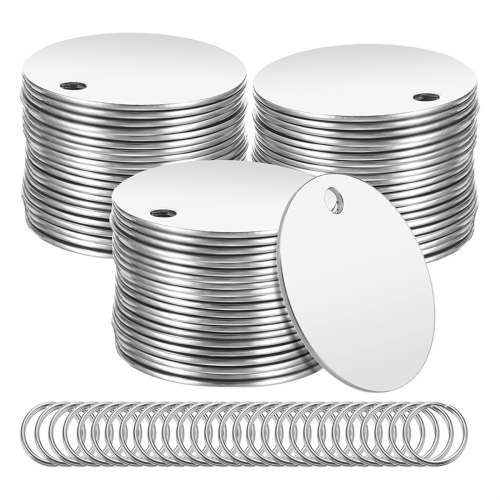 55 peças de etiquetas em branco para estampagem de metal - 1,2 polegadas redondas de aço inoxidável B