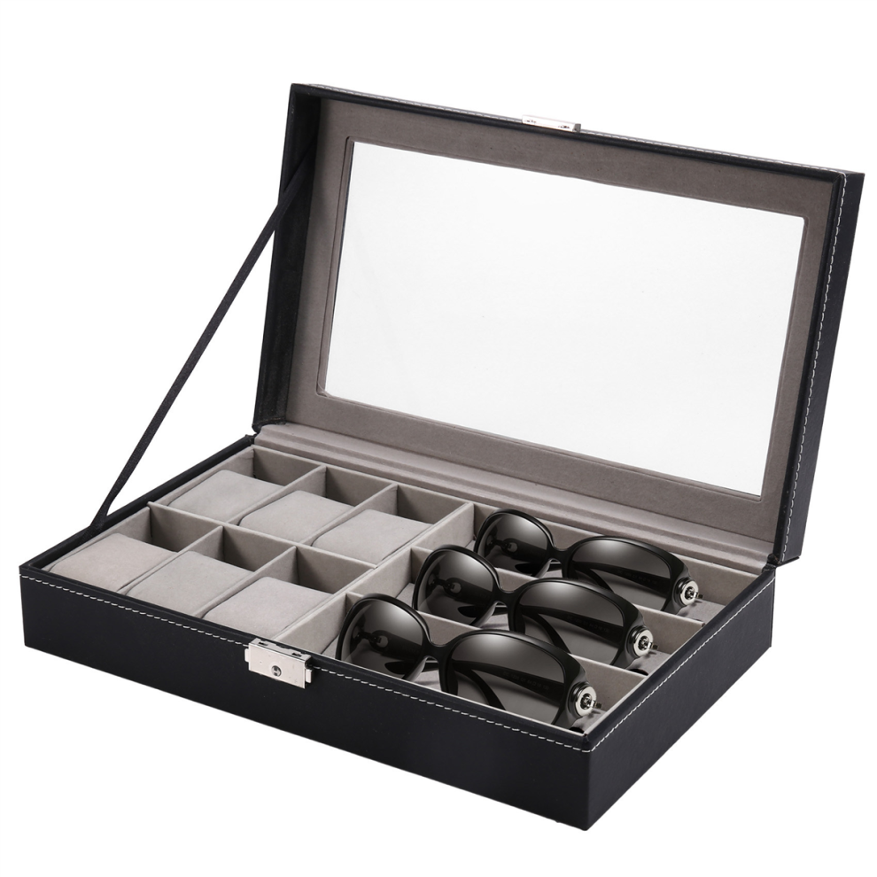 Typecat 2 In 1 Eyeglass Sunglass Storage Box Pu Leather 6 Slot Glasses And 3 W