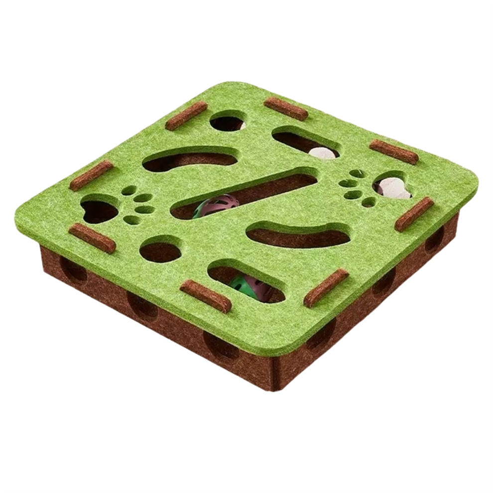 Giocattolo Puzzle Per Gatti In Feltro Con Scatola Per Esercizi E Palla, Intrattenimento Sportivo Al Coperto