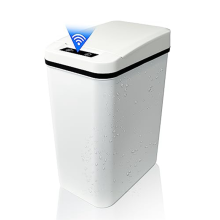 Automatic Touchless Bathroom Trash Can with Lid White Slim Narrow Plas
