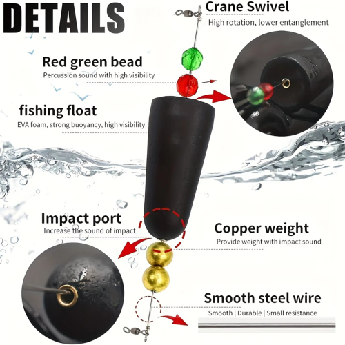 Σετ ψαρέματος με βάρη - Popping Cork Float Rig με κουδουνίστρα, Enh 2