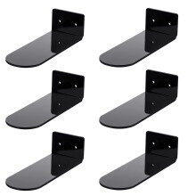 6-pack zwevende schoenenplanken, zwarte acryl wandgemonteerde displayplank
