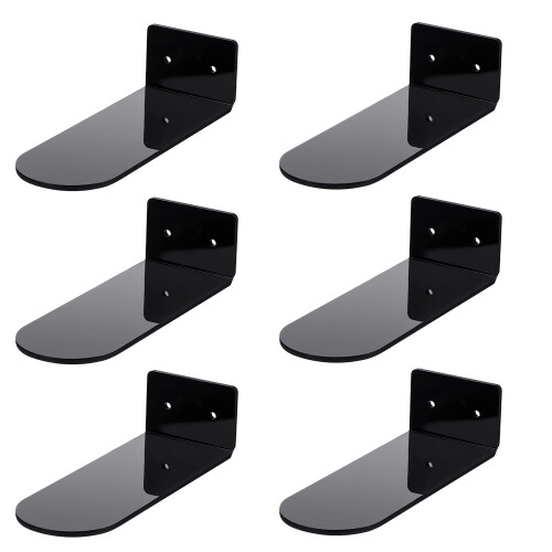 6 Pack Floating Shoe Shelves,Black Acrylic Wall Mounted Display Shelve 1