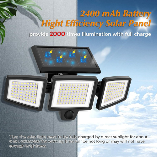 210 LED Solar Security Lights with Remote 2500LM Motion Sensor Outdoor 2