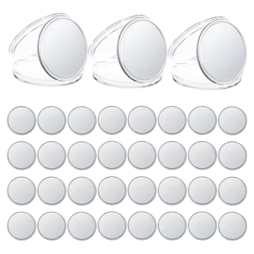 35 peças de moedas de latão gravadas em branco de 1,6 polegadas com proteção acrílica 1