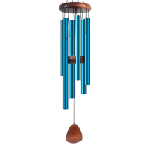 Blauwe metalen windgong, aluminium windbel, windgong met 6 staven, woondecoratie