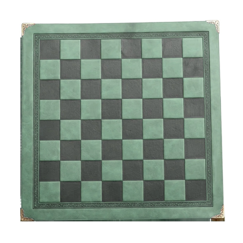 33CM Leather Chessboard Design Portable Board Game Accessory Metal Cor