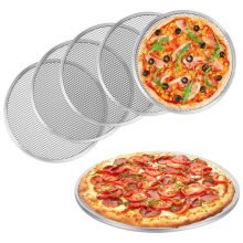 Sito do pizzy, 6 szt., 8-calowa, bezszwowa aluminiowa patelnia z otworami, nieprzywierająca