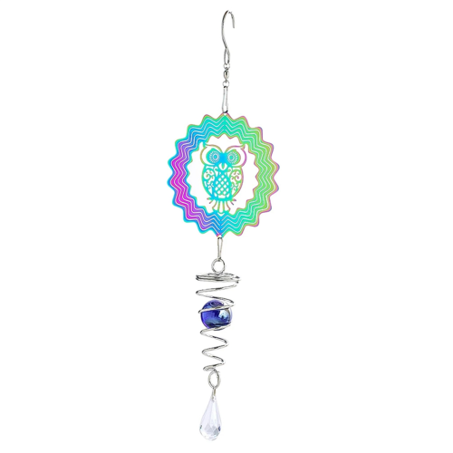 Eule Farbverlauf Wind Spinner Skulptur 3D Chimes Sun Catcher Blick 1