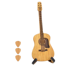 Plektrenbox für Akustikgitarren aus Holz mit Ständer, tragbare, handgefertigte Plektren