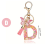 Chaveiro de letra rosa da moda tipo A com pingente de cristal epóxi e borboleta 4