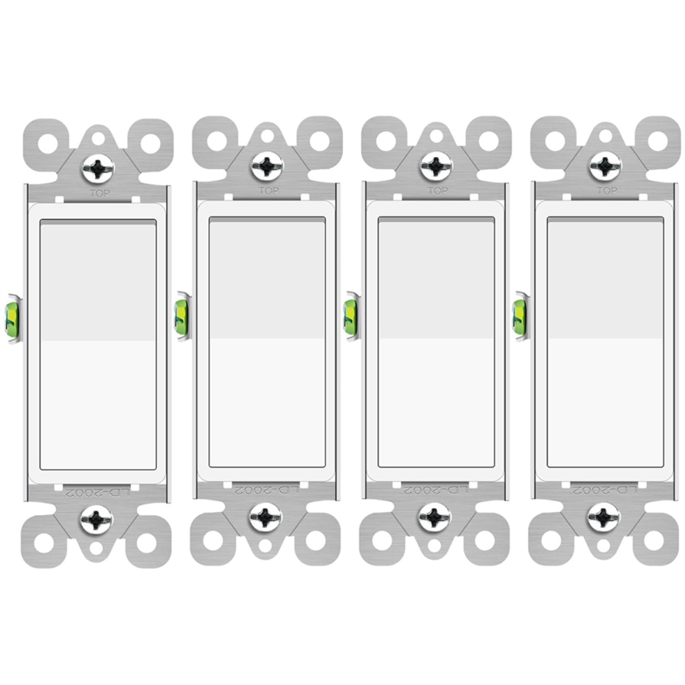 Interruttore Della Luce A 3 Vie Bianco, Confezione Da 4 Tre Pulsanti 15A 120/277V, Pulsante On/Off