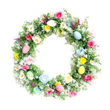 13,8 Zoll Osterkranz mit Blumen, Schnur, zum Aufhängen zu Hause, drinnen und draußen