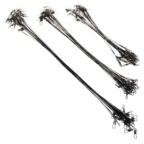 Fiskeline 60 stk. rustfri ståltrådsleder 15/23/30 cm sort