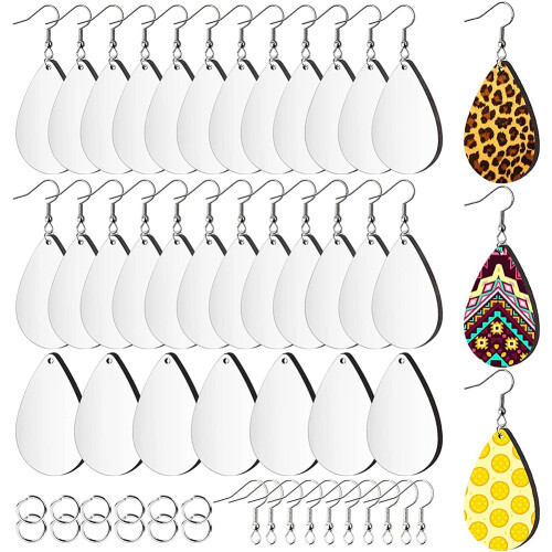 60Pcs Sublimation Blank Ohrringe Unfinished Teardrop Wärme Transfer Pri 1