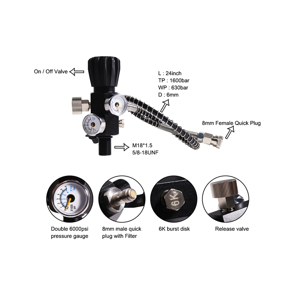 Adaptateur De Recharge PCP – Double Jauge M18x1,5, 6000psi, Neuf