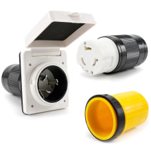 Tomada de entrada de energia para RV de 30 A, conector de trava com tampa giratória
