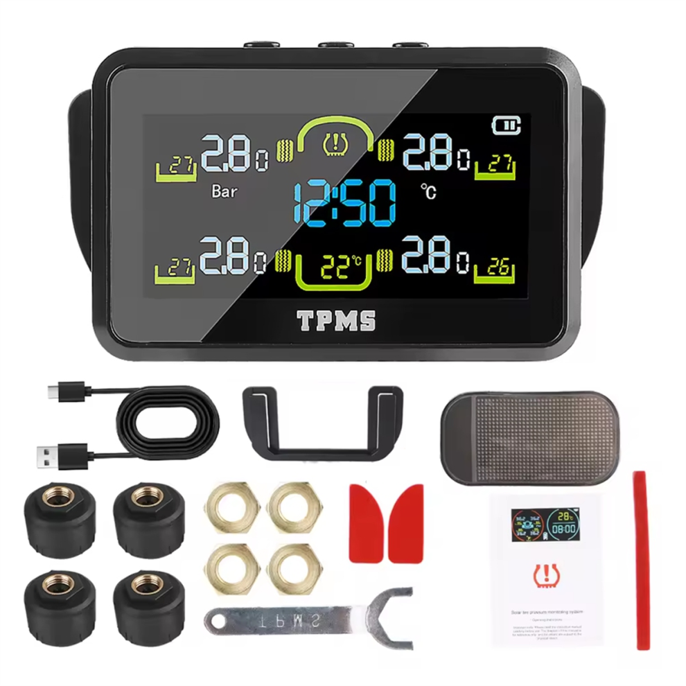With 4 External Sensors Solar Tpms T14-1 Tire Pressure Monitoring Syst 4853961280488