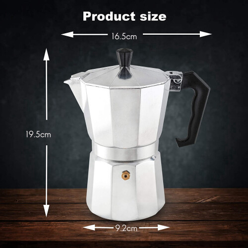 Moka Pot 300 ml espressomaskine til komfur, 6 kopper, rustfrit stål 2
