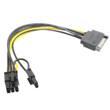 Cabo de alimentação SATA macho de 15 pinos para PCI-E de 8 pinos (6+2) 15 pinos 8 pinos 18A