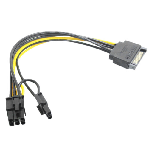 Καλώδιο τροφοδοσίας PCI-E από αρσενικό SATA 15 ακίδων σε 8 ακίδων (6+2) 15 ακίδων 8 ακίδων 18A