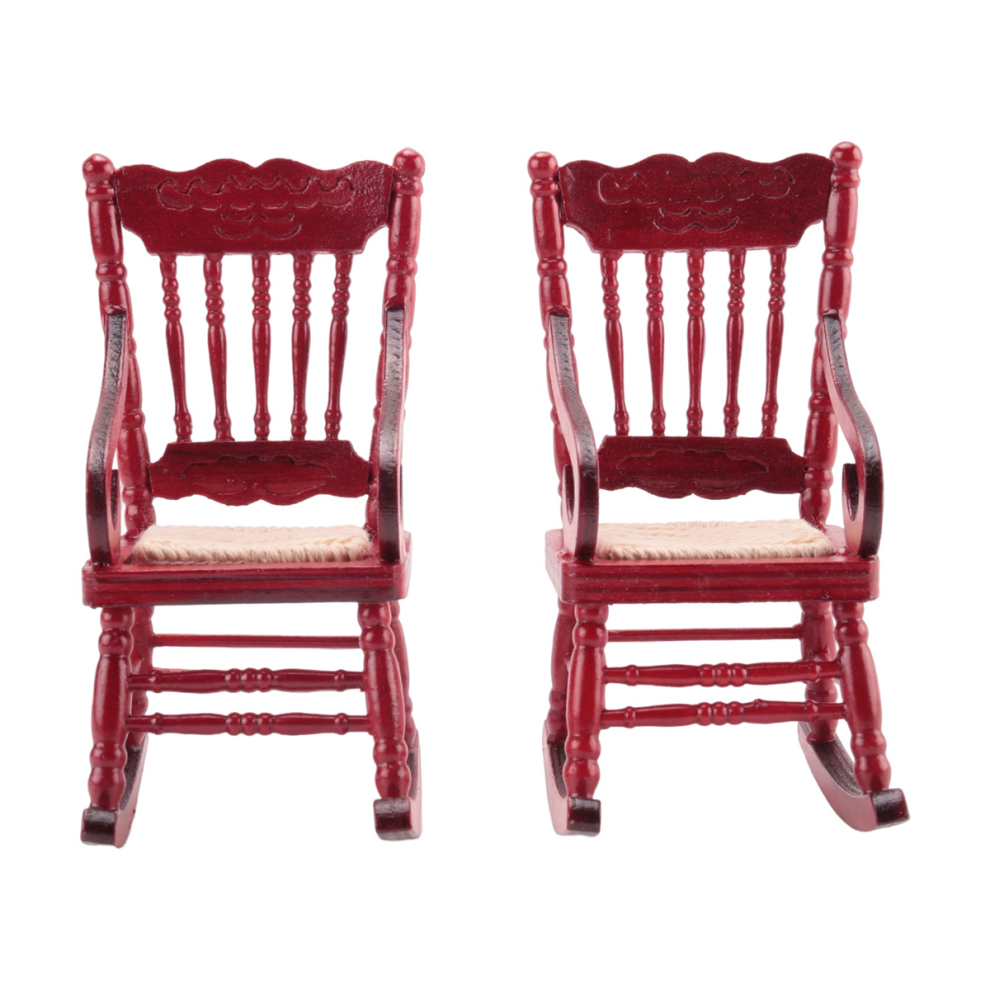 Photos - Other Toys 2 Pcs 1:12 Toy Miniature Furniture Wooden Rocking Chairs Accessories f