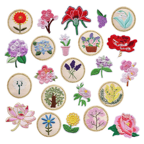 13 piezas de parches termoadhesivos con diseño de flores para bordar 2